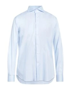 ALESSANDRO GHERARDI Sky Blue Men‘s Solid Color Shirt