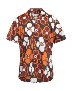 GUGLIELMINOTTI Dark Brown Men‘s Patterned Shirt