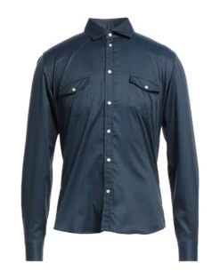 I SARTI Midnight Blue Men‘s Solid Color Shirt