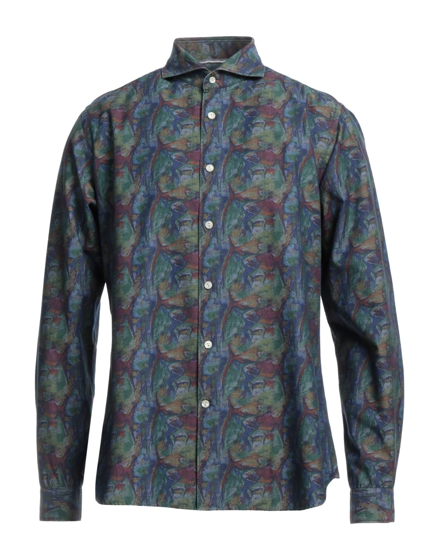 TINTORIA MATTEI 954 Slate Blue Men‘s Patterned Shirt 1 TINTORIA MATTEI 954 Slate Blue Men‘s Patterned Shirt