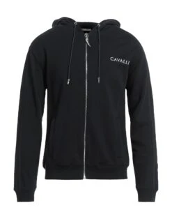 ROBERTO CAVALLI Black Men‘s Hooded Sweatshirt