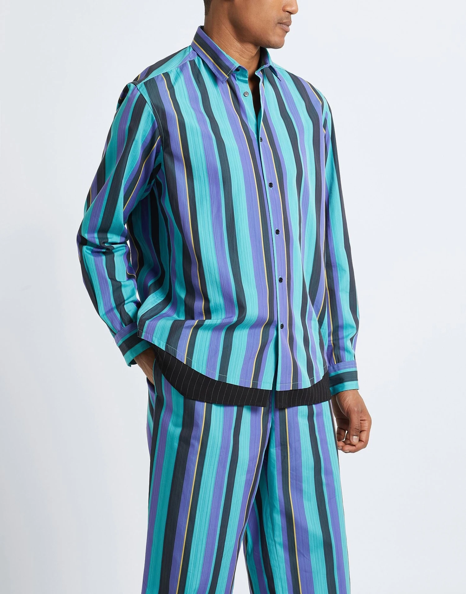 8 By COTTON STRIPED PRINTED LONG SLEEVE SHIRT Purple Men‘s Striped Shirt 2 8 By COTTON STRIPED PRINTED LONG SLEEVE SHIRT Purple Men‘s Striped Shirt - Image 2