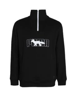 PUMA X MAISON KITSUNÉ PUMA X MAISON KITSUNE 1/2 Zip FT Sweater Black Men‘s Sweatshirt