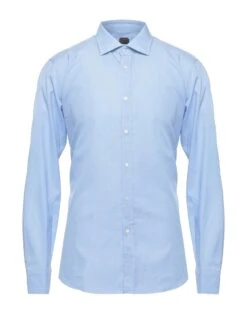 MP MASSIMO PIOMBO Azure Men‘s Solid Color Shirt