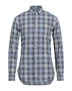 PAL ZILERI Slate Blue Men‘s Checked Shirt