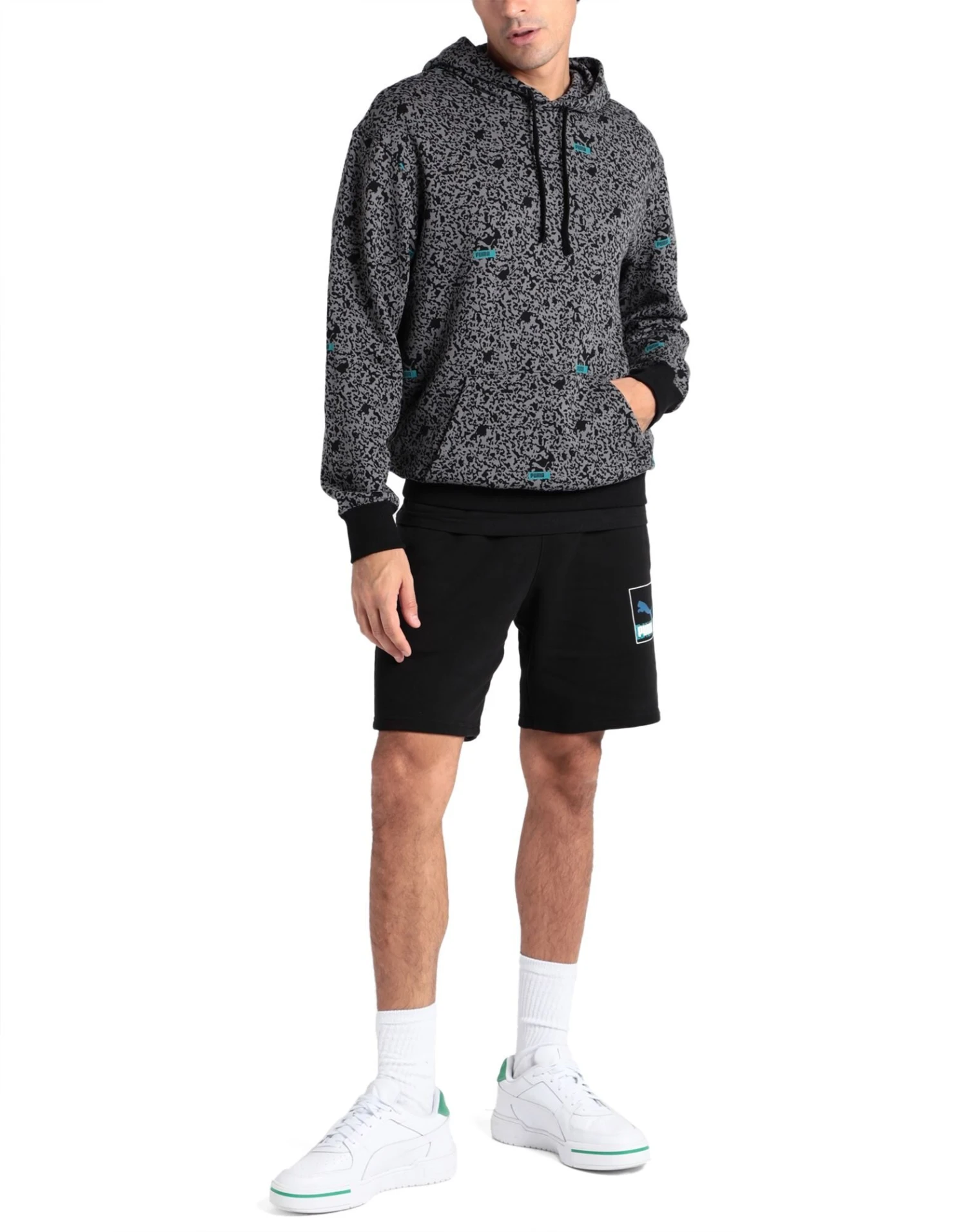 PUMA Brand Love AOP Hoodie TR Grey Men‘s Hooded Sweatshirt 2 PUMA Brand Love AOP Hoodie TR Grey Men‘s Hooded Sweatshirt - Image 2