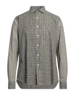 SALVATORE PICCOLO Black Men‘s Checked Shirt