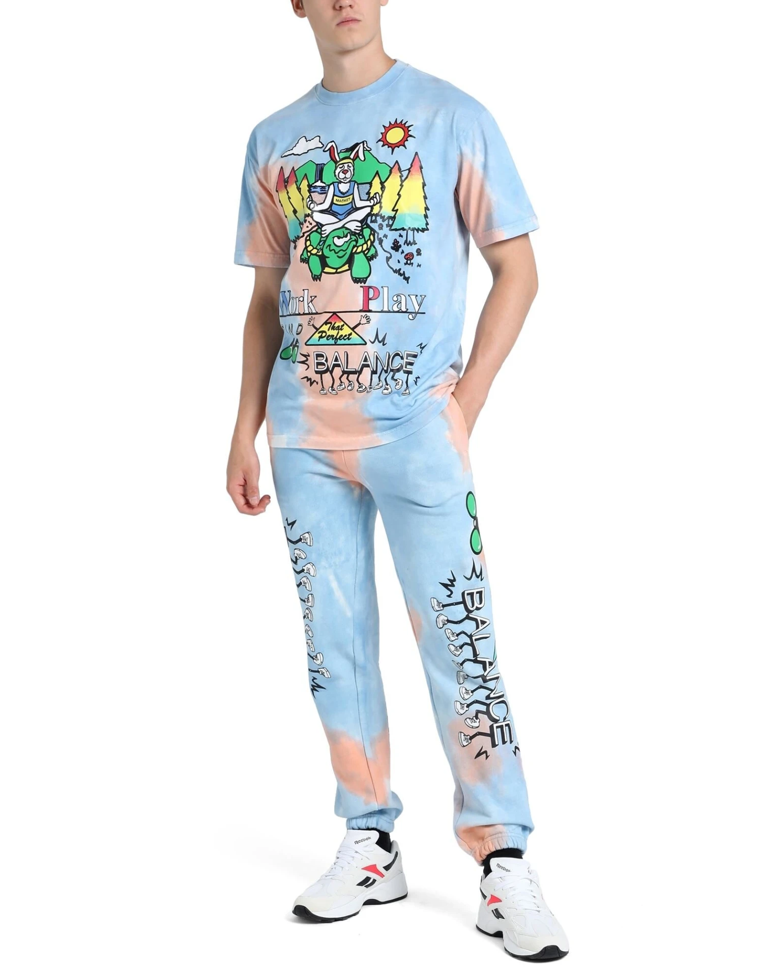 MARKET WORK LIFE BALANCE TIE-DYE SWEATPANTS Sky Blue Men‘s Casual Pants 2 MARKET WORK LIFE BALANCE TIE-DYE SWEATPANTS Sky Blue Men‘s Casual Pants - Image 2