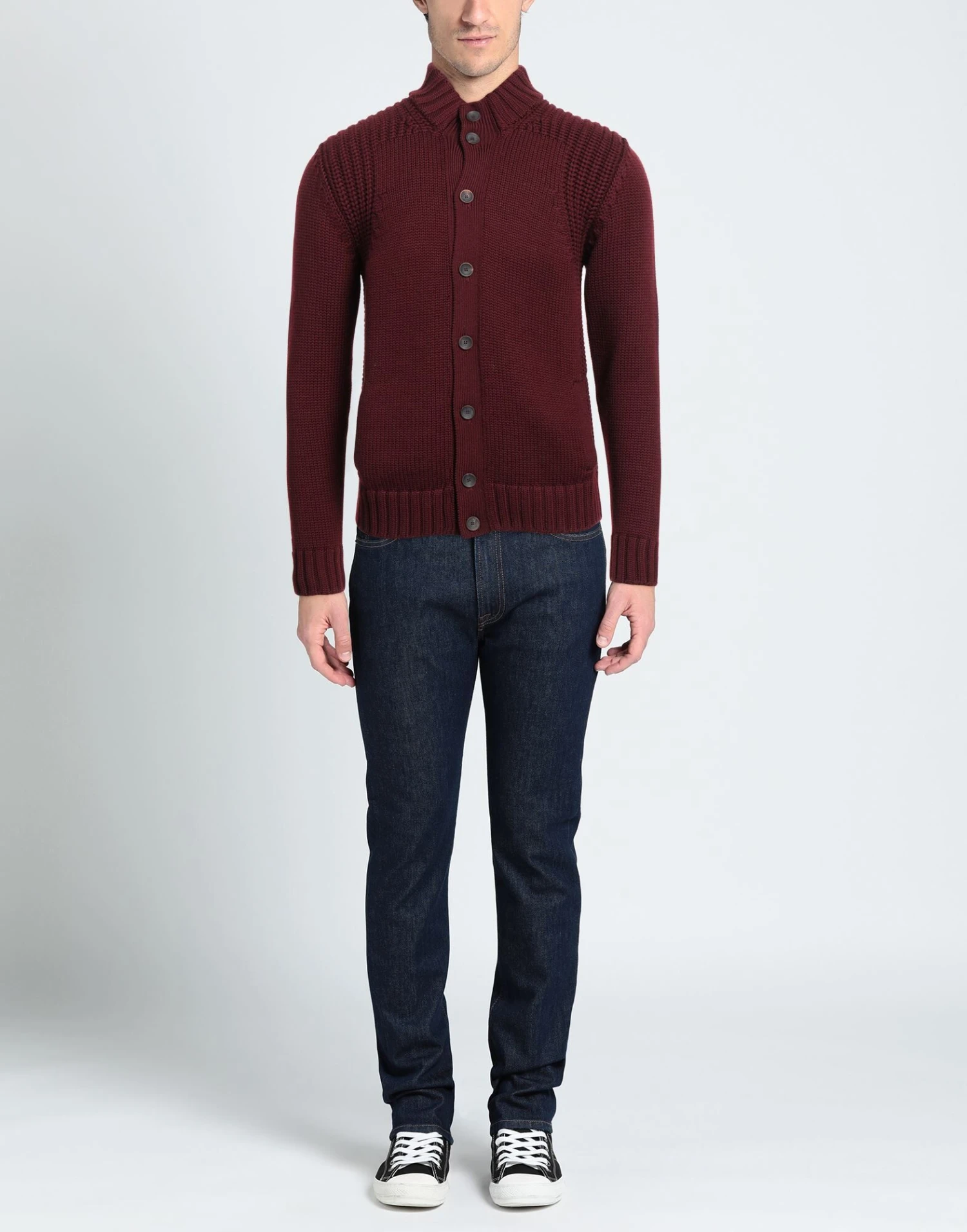 ZANONE Burgundy Men‘s Cardigan 2 ZANONE Burgundy Men‘s Cardigan - Image 2