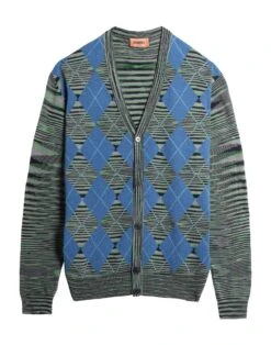 MISSONI Slate Blue Menās Cardigan