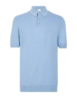 The Everyday Outfit 45 8 By ORGANIC COTTON REGULAR-FIT KNITWEAR POLO Sky Blue Men‘s Sweater