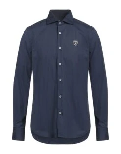 AUTOMOBILI LAMBORGHINI Midnight Blue Men‘s Solid Color Shirt