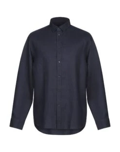 TRUSSARDI JEANS Midnight Blue Men‘s Linen Shirt
