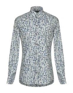 DOLCE & GABBANA Light Grey Men‘s Patterned Shirt