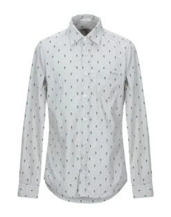 ROŸ ROGER'S Light Grey Men‘s Patterned Shirt