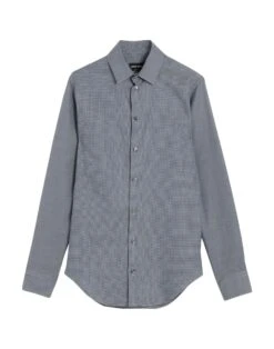 GIORGIO ARMANI Midnight Blue Men‘s Patterned Shirt