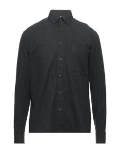 AMERICAN VINTAGE Steel Grey Men‘s Solid Color Shirt